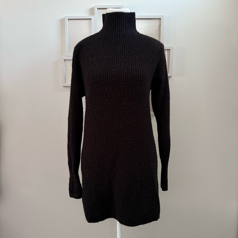 Garage | women's xsmall Black Long Sleeve mini sweater Dress - Picture 2 of 6